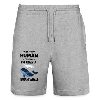 This is My Human Costume I m Really A Sperm Whale - Short de jogging bio TRAINER Stanley/Stella unisexe - gris chiné - Devant - Nik (191cm) & Marisol (170cm)