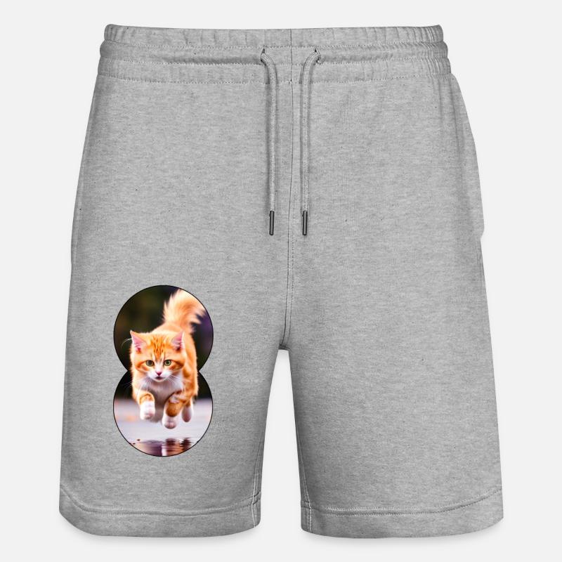 Running cat 4 - Stanley/Stella Unisex Bio Joggingshorts Trainer  - Grau meliert