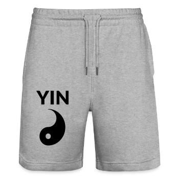 Yin Yang Symbol Couples Partner Look Carnival Couple - Stanley/Stella Trainer Unisex Organic Jogging Shorts - heather grey - Front - Nik (191cm) & Marisol (170cm)