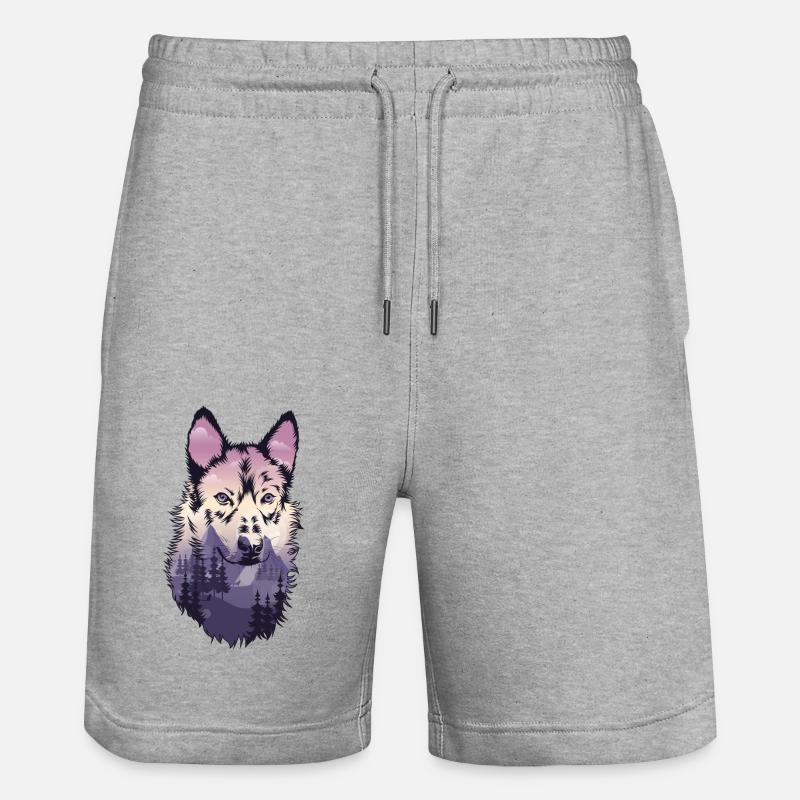 Chien de berger loup - Short de jogging bio TRAINER Stanley/Stella unisexe - gris chiné