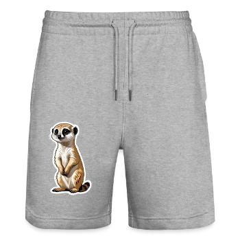Meerkat Cute Illustration - Stanley/Stella Trainer Unisex Organic Jogging Shorts - heather grey - Front - Nik (191cm) & Marisol (170cm)