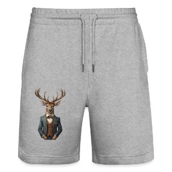 Hirsch - Stanley/Stella Unisex Bio Joggingshorts Trainer  - Grau meliert - Vorne - Nik (191cm) & Marisol (170cm)