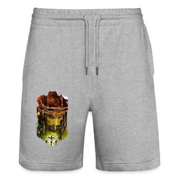 jesus bibel christliche religion christliches kreuz christlich - Stanley/Stella Unisex Bio Joggingshorts Trainer  - Grau meliert - Vorne - Nik (191cm) & Marisol (170cm)