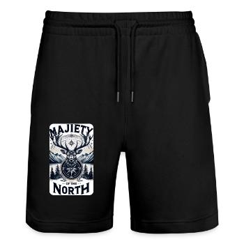 Le Noble Cerf du Nord - Short de jogging bio TRAINER Stanley/Stella unisexe - noir - Devant - Nik (191cm) & Marisol (170cm)