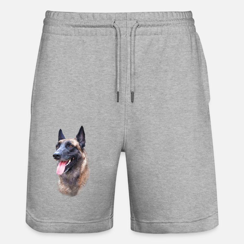 tête de chien malinois - Short de jogging bio TRAINER Stanley/Stella unisexe - gris chiné