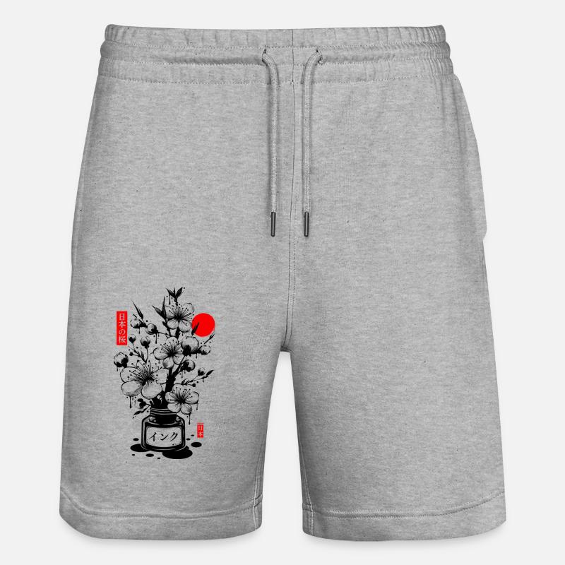 Encre cerisier japonais - noir - Short de jogging bio TRAINER Stanley/Stella unisexe - gris chiné