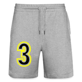 3 Number College - Stanley/Stella Trainer Unisex Organic Jogging Shorts - heather grey - Front - Nik (191cm) & Marisol (170cm)