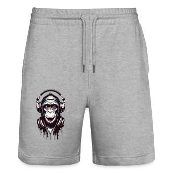 Funky Affe - Stanley/Stella Unisex Bio Joggingshorts Trainer  - Grau meliert - Vorne - Nik (191cm) & Marisol (170cm)