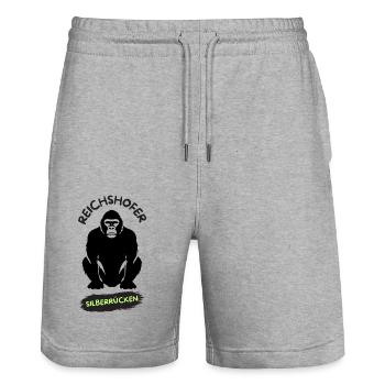 Reichshofer Silberrücken schwarz - Stanley/Stella Unisex Bio Joggingshorts Trainer  - Grau meliert - Vorne - Nik (191cm) & Marisol (170cm)
