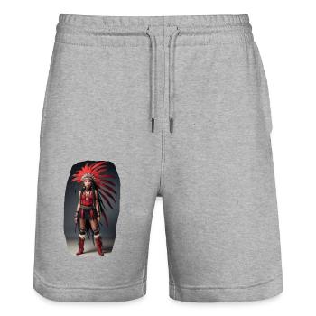 Indianer Mädchen - Stanley/Stella Unisex Bio Joggingshorts Trainer  - Grau meliert - Vorne - Nik (191cm) & Marisol (170cm)
