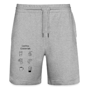 Coffee Essentials - Stanley/Stella Unisex Bio Joggingshorts Trainer  - Grau meliert - Vorne - Nik (191cm) & Marisol (170cm)