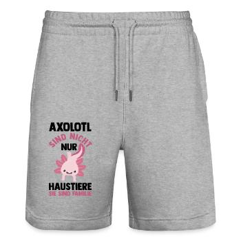 Axolotl - Stanley/Stella Unisex Bio Joggingshorts Trainer  - Grau meliert - Vorne - Nik (191cm) & Marisol (170cm)