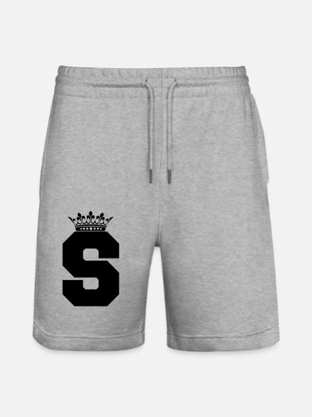 buchstabe S Krone - Stanley/Stella Unisex Bio Joggingshorts Trainer  - Grau meliert