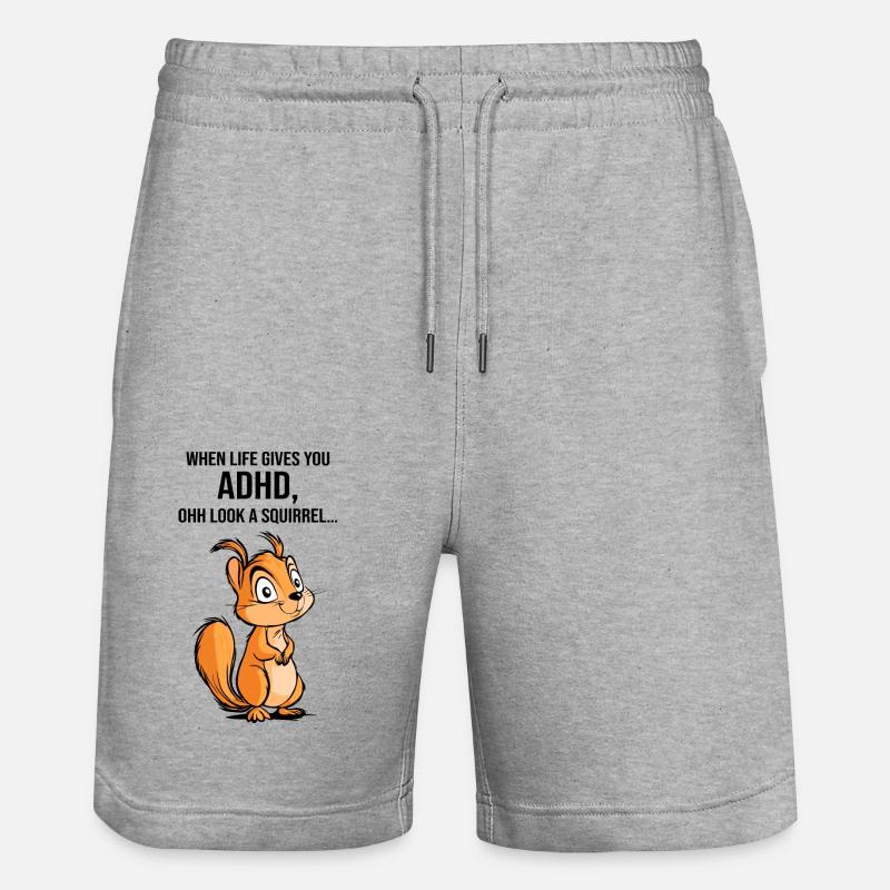 ADHD Squirrel - Stanley/Stella Trainer Unisex Organic Jogging Shorts - heather grey