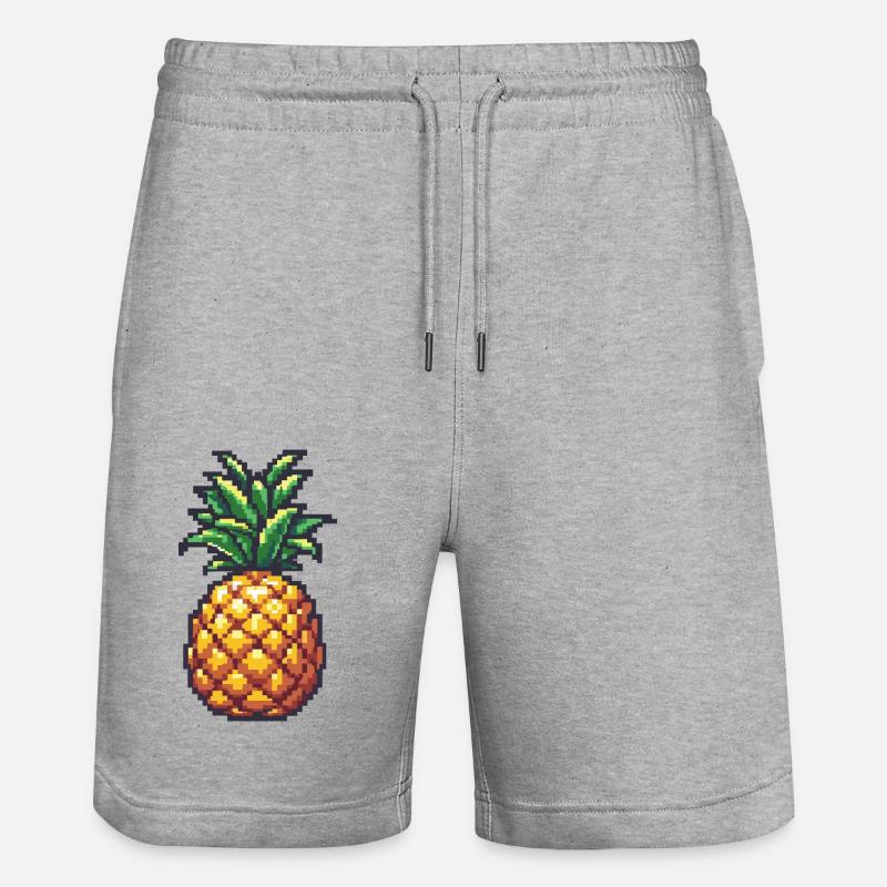 Pineapple Pixel Icon - Stanley/Stella Trainer Unisex Organic Jogging Shorts - heather grey