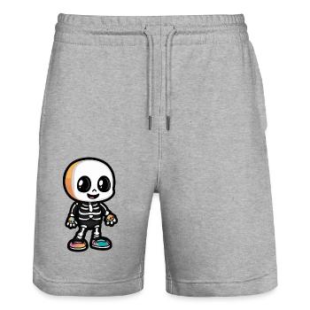 Skeleton Cute Halloween Comic - Stanley/Stella Trainer Unisex Organic Jogging Shorts - heather grey - Front - Nik (191cm) & Marisol (170cm)