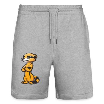 Bande dessinée Meerkat - Short de jogging bio TRAINER Stanley/Stella unisexe - gris chiné - Devant - Nik (191cm) & Marisol (170cm)