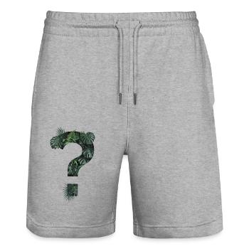 Plantes tropicales vertes Point d’interrogation jungle - Short de jogging bio TRAINER Stanley/Stella unisexe - gris chiné - Devant - Nik (191cm) & Marisol (170cm)