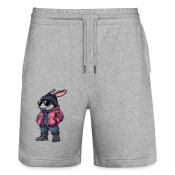 Mode d’hiver Bunny - Short de jogging bio TRAINER Stanley/Stella unisexe - gris chiné - Devant - Nik (191cm) & Marisol (170cm)