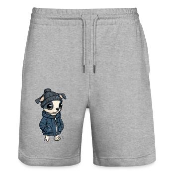 Whippet Hund Cartoon - Stanley/Stella Unisex Bio Joggingshorts Trainer  - Grau meliert - Vorne - Nik (191cm) & Marisol (170cm)