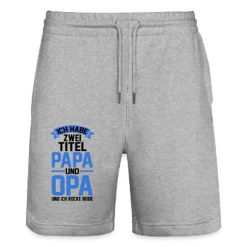 Ich Habe Zwei Titel Papa Und Opa - Stanley/Stella Unisex Bio Joggingshorts Trainer  - Grau meliert - Vorne - Nik (191cm) & Marisol (170cm)