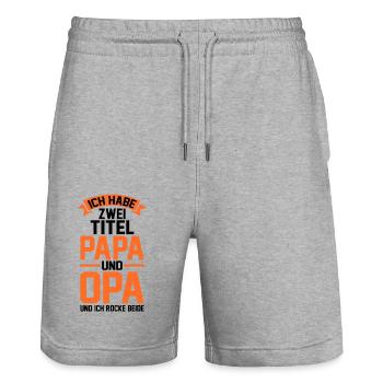 Ich Habe Zwei Titel Papa Und Opa - Stanley/Stella Unisex Bio Joggingshorts Trainer  - Grau meliert - Vorne - Nik (191cm) & Marisol (170cm)