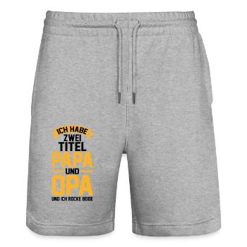 Ich Habe Zwei Titel Papa Und Opa - Stanley/Stella Unisex Bio Joggingshorts Trainer  - Grau meliert - Vorne - Nik (191cm) & Marisol (170cm)