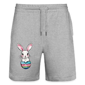 Lapin de Pâques Aquarelle de Pâques - Short de jogging bio TRAINER Stanley/Stella unisexe - gris chiné - Devant - Nik (191cm) & Marisol (170cm)