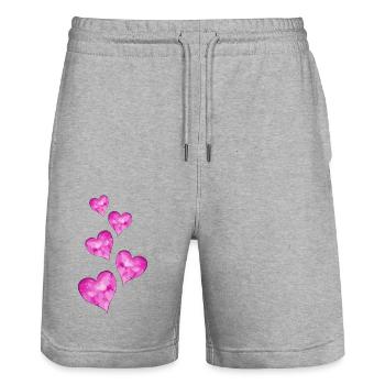 Hearts Symbol Wedding - Stanley/Stella Trainer Unisex Organic Jogging Shorts - heather grey - Front - Nik (191cm) & Marisol (170cm)
