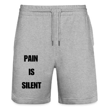 PAIN IS SILENT Impact - Stanley/Stella Unisex Bio Joggingshorts Trainer  - Grau meliert - Vorne - Nik (191cm) & Marisol (170cm)