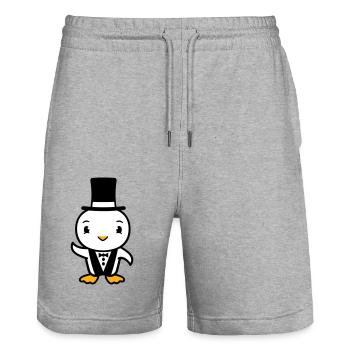 oiseau mari chapeau haut de forme costume mariage riche - Short de jogging bio TRAINER Stanley/Stella unisexe - gris chiné - Devant - Nik (191cm) & Marisol (170cm)