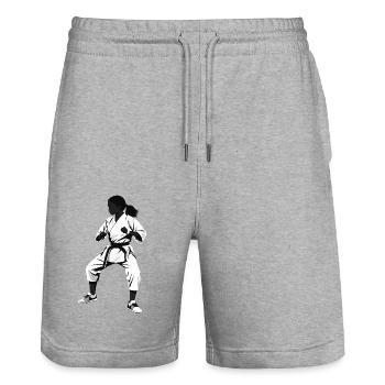 Karate Girl Fighter - Martial Arts Sports Sticker - Stanley/Stella Trainer Unisex Organic Jogging Shorts - heather grey - Front - Nik (191cm) & Marisol (170cm)