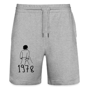 1978 Geburtstag 1978 - Stanley/Stella Unisex Bio Joggingshorts Trainer  - Grau meliert - Vorne - Nik (191cm) & Marisol (170cm)