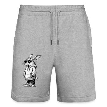 Cooler Osterhase Häschen Frohe Ostern Geschenk - Stanley/Stella Unisex Bio Joggingshorts Trainer  - Grau meliert - Vorne - Nik (191cm) & Marisol (170cm)