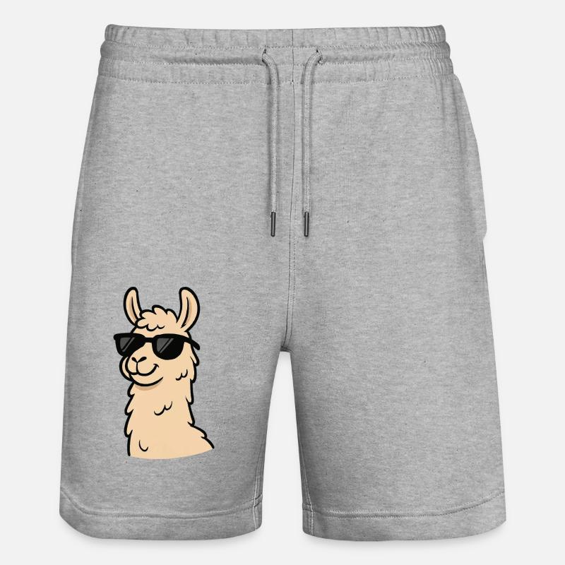 Llama Cool Comic - Stanley/Stella Trainer Unisex Organic Jogging Shorts - heather grey