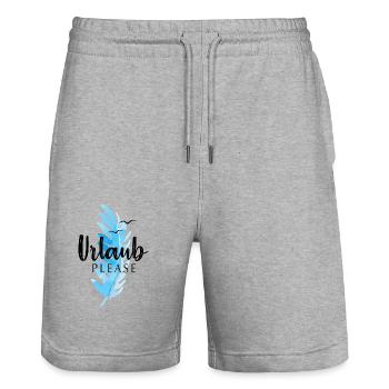 URLAUB PLEASE BITTE - Stanley/Stella Unisex Bio Joggingshorts Trainer  - Grau meliert - Vorne - Nik (191cm) & Marisol (170cm)