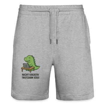 Nicht kreativ trotzdem süß - Dino - Stanley/Stella Unisex Bio Joggingshorts Trainer  - Grau meliert - Vorne - Nik (191cm) & Marisol (170cm)