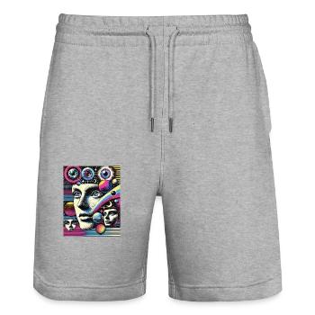 Celestial Mind- das Universum im Kopf - Stanley/Stella Unisex Bio Joggingshorts Trainer  - Grau meliert - Vorne - Nik (191cm) & Marisol (170cm)