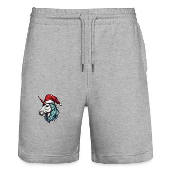 Unicorn Head Christmas Christmas - Stanley/Stella Trainer Unisex Organic Jogging Shorts - heather grey - Front - Nik (191cm) & Marisol (170cm)