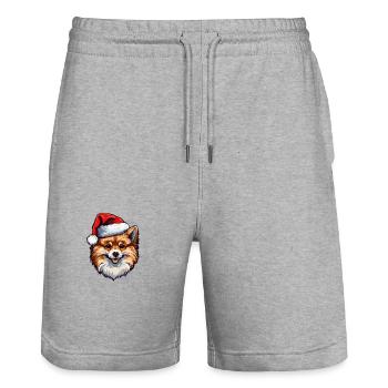 Chien de Poméranie Noël de Noël de Poméranie - Short de jogging bio TRAINER Stanley/Stella unisexe - gris chiné - Devant - Nik (191cm) & Marisol (170cm)