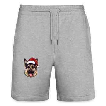 German Shepherd Dog Head Christmas Christmas - Stanley/Stella Trainer Unisex Organic Jogging Shorts - heather grey - Front - Nik (191cm) & Marisol (170cm)