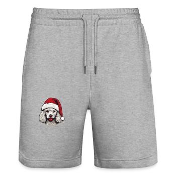 Pudel Hund Kopf Weihnachten Christmas - Stanley/Stella Unisex Bio Joggingshorts Trainer  - Grau meliert - Vorne - Nik (191cm) & Marisol (170cm)