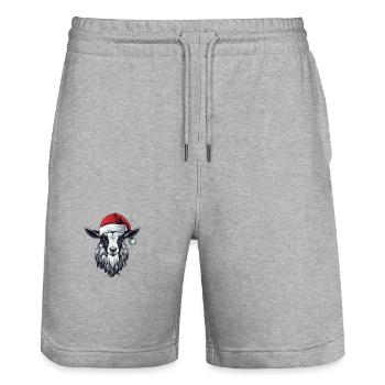 Ziege Weihnachten Tier Kopf - Stanley/Stella Unisex Bio Joggingshorts Trainer  - Grau meliert - Vorne - Nik (191cm) & Marisol (170cm)