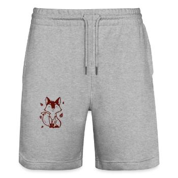 Fox - Animal, Zoo, Animal Lover, Nature Conservation - Stanley/Stella Trainer Unisex Organic Jogging Shorts - heather grey - Front - Nik (191cm) & Marisol (170cm)