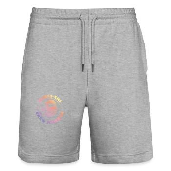 Faultier Apres Ski Team Spruch Bunt - Stanley/Stella Unisex Bio Joggingshorts Trainer  - Grau meliert - Vorne - Nik (191cm) & Marisol (170cm)