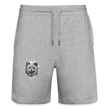 Pomeranian Dog Head Portrait Animal - Stanley/Stella Trainer Unisex Organic Jogging Shorts - heather grey - Front - Nik (191cm) & Marisol (170cm)