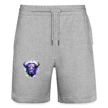 Bull Head Portrait Animal Taurus Colorful - Stanley/Stella Trainer Unisex Organic Jogging Shorts - heather grey - Front - Nik (191cm) & Marisol (170cm)