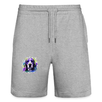 Beagle Dog Head Portrait Colorful - Stanley/Stella Trainer Unisex Organic Jogging Shorts - heather grey - Front - Nik (191cm) & Marisol (170cm)