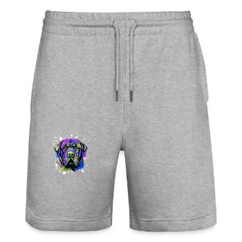 Mastiff Dog Head Portrait Colorful - Stanley/Stella Trainer Unisex Organic Jogging Shorts - heather grey - Front - Nik (191cm) & Marisol (170cm)
