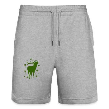 Deer - Forest, Nature, Animal Welfare - Stanley/Stella Trainer Unisex Organic Jogging Shorts - heather grey - Front - Nik (191cm) & Marisol (170cm)